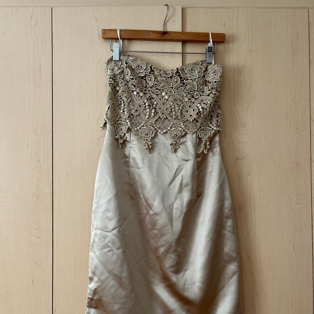 Vintage Gold Dress w/Lace Detail